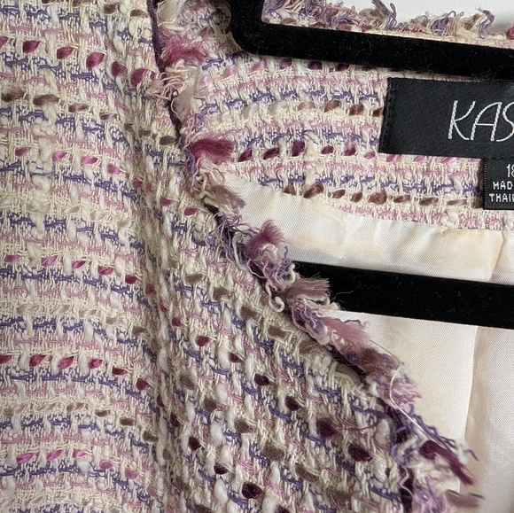 Kasper Tweed Jacket Plus Size 18 Boucle Fringe Career Classic Office Corpcore - Picture 3 of 9